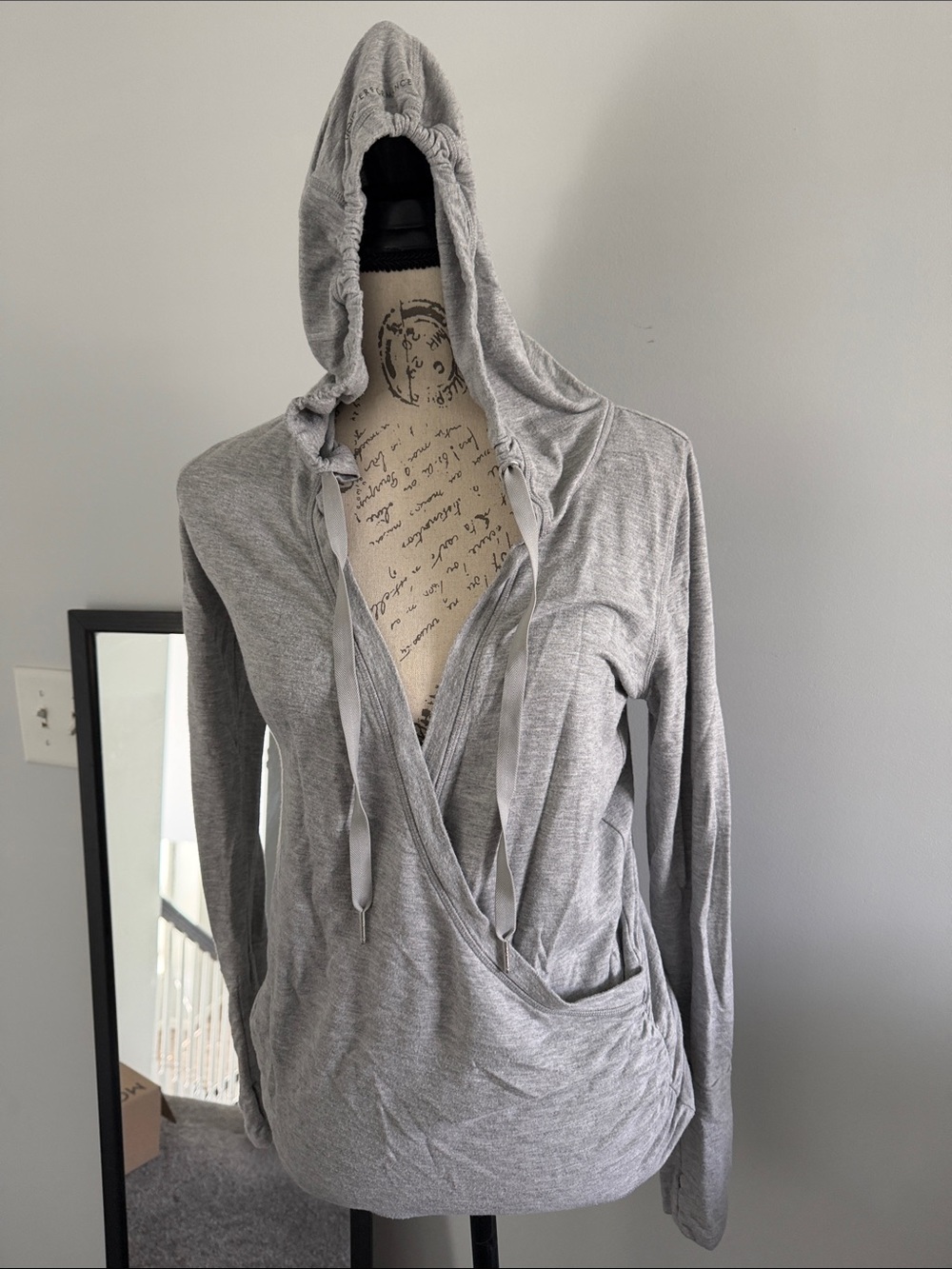 Calvin Klein Performance Gray Hooded Wrap-Front Top